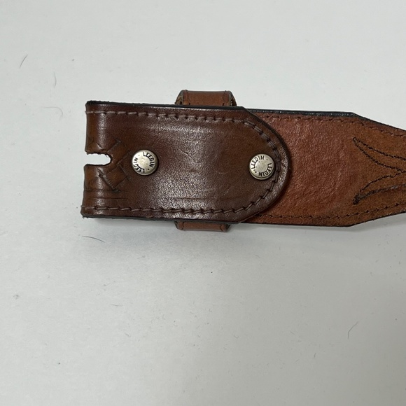 Vtg Leegin Silver Creek Leather Belt Western Weave Embossed No Buckle | Size 30 - Picture 5 of 6